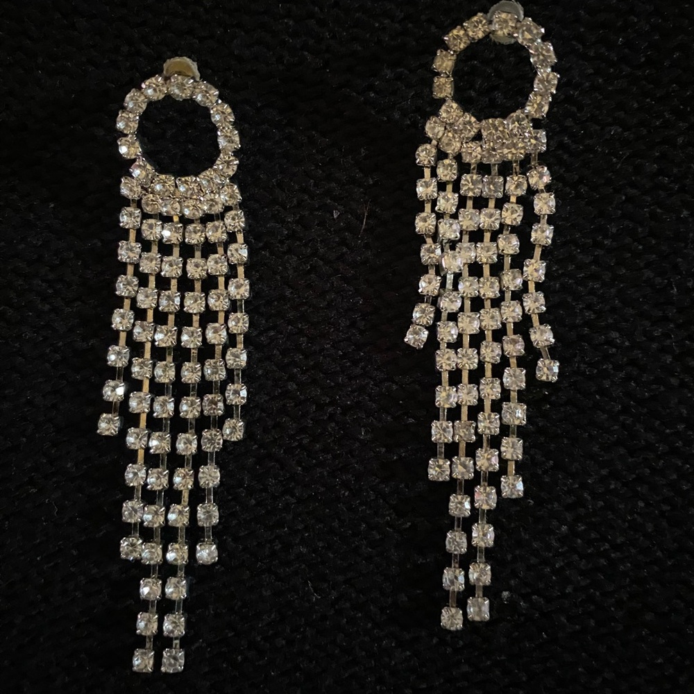 Elegant Silver Crystal Dangle Earrings